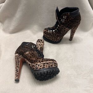 Alaia Leopard Print High Heel Ankle Booties
